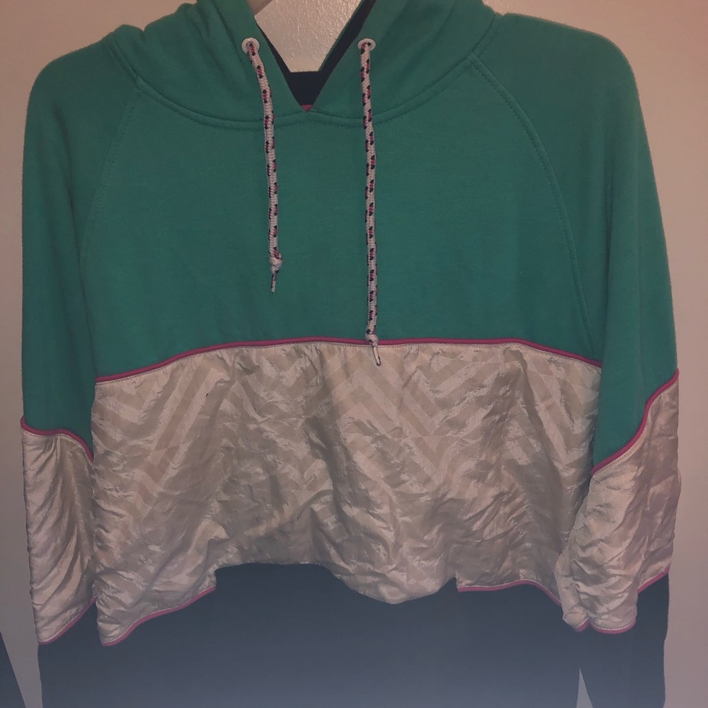 Mixed material hoodie